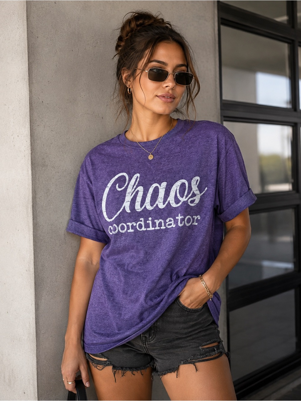 Delta Purple 'Chaos Coordinator' Tee with White Graphic